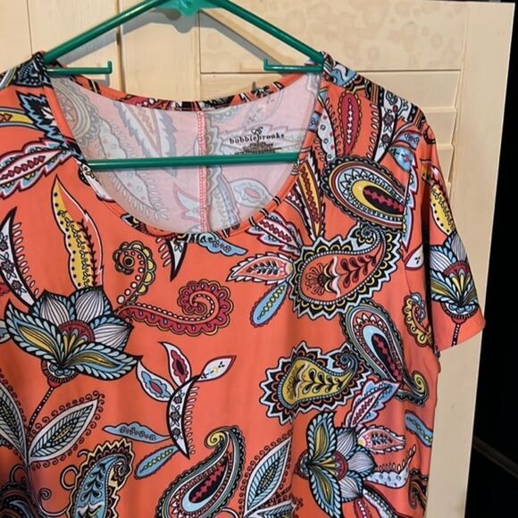 Bobbie Brooks coral paisley print tunic top size 1X - Picture 3 of 4